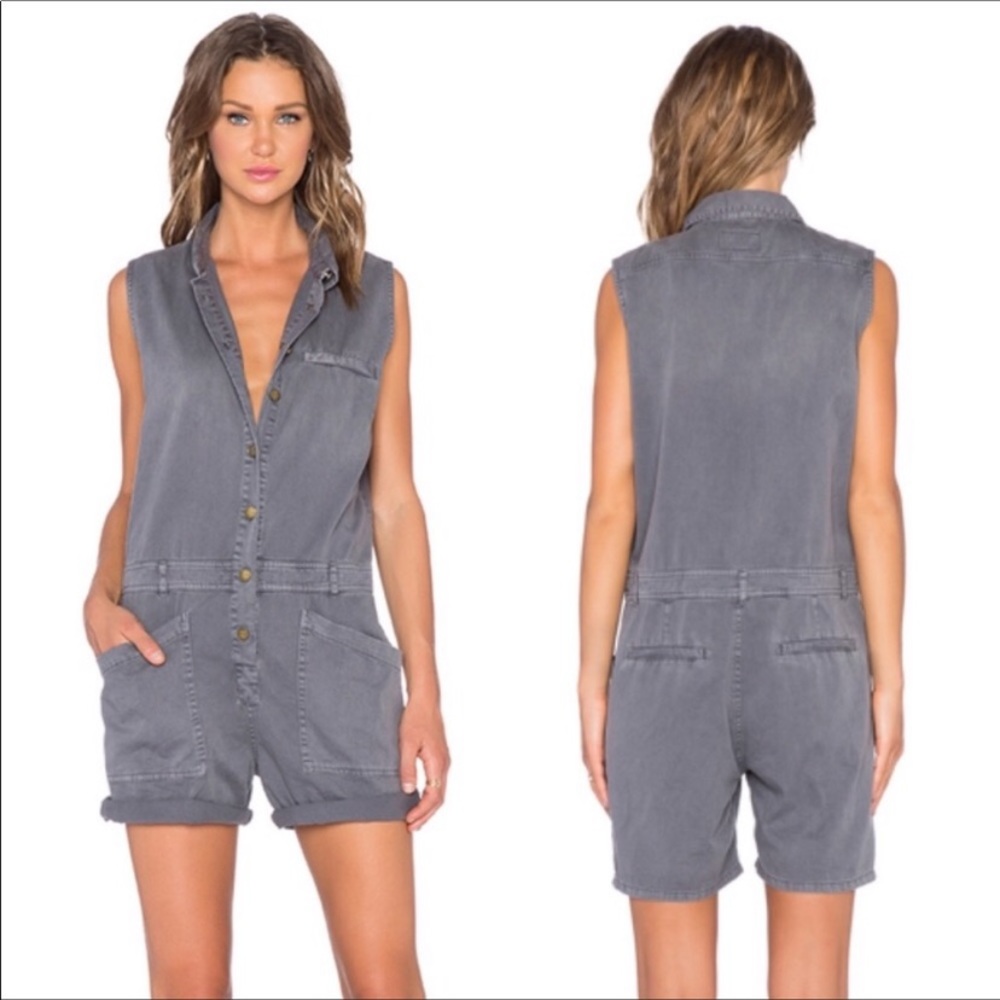 Current/Elliot Moto Short Jumpsuit in Grey